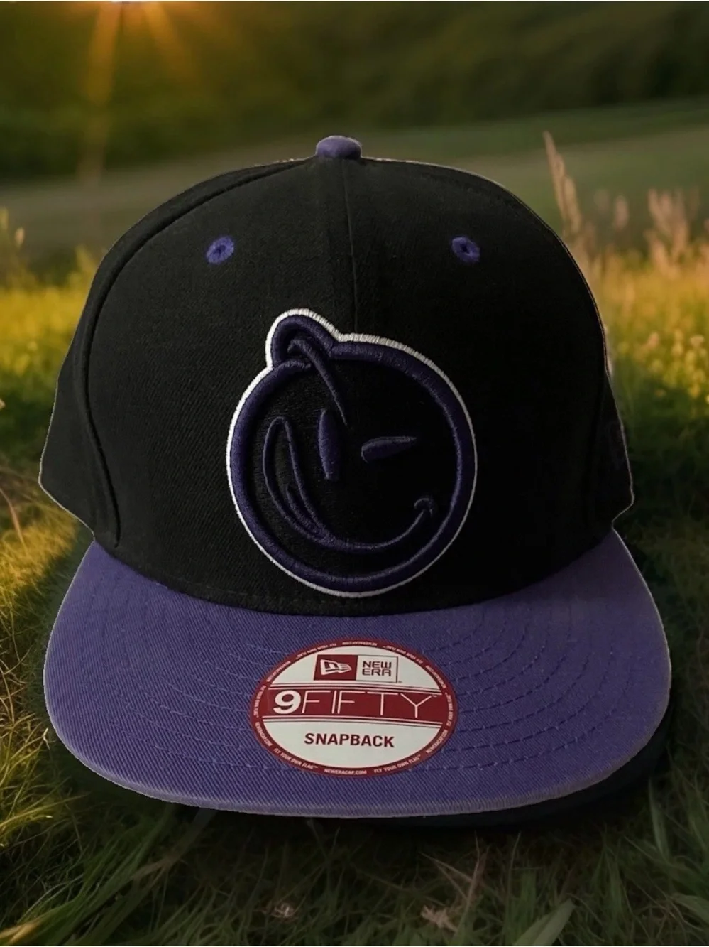 Yums Shoes X New Era Smiley Face Hat Black Purple Logo Snapback Cap 9fifty
